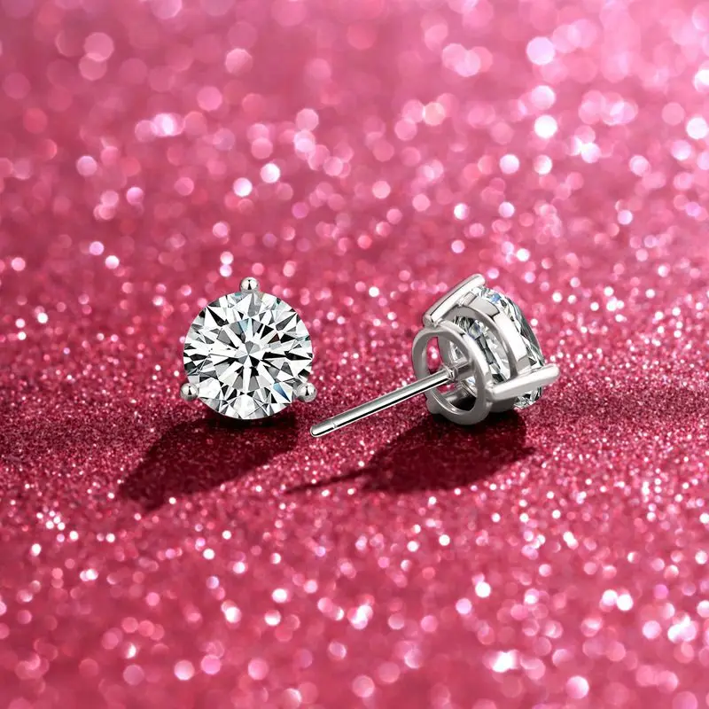 Noble Office Classic Three-claw Stud Earrings 3ct 3ct For Women, Moissanite PT950 Platinum Eye-catching Workplace Jewelry