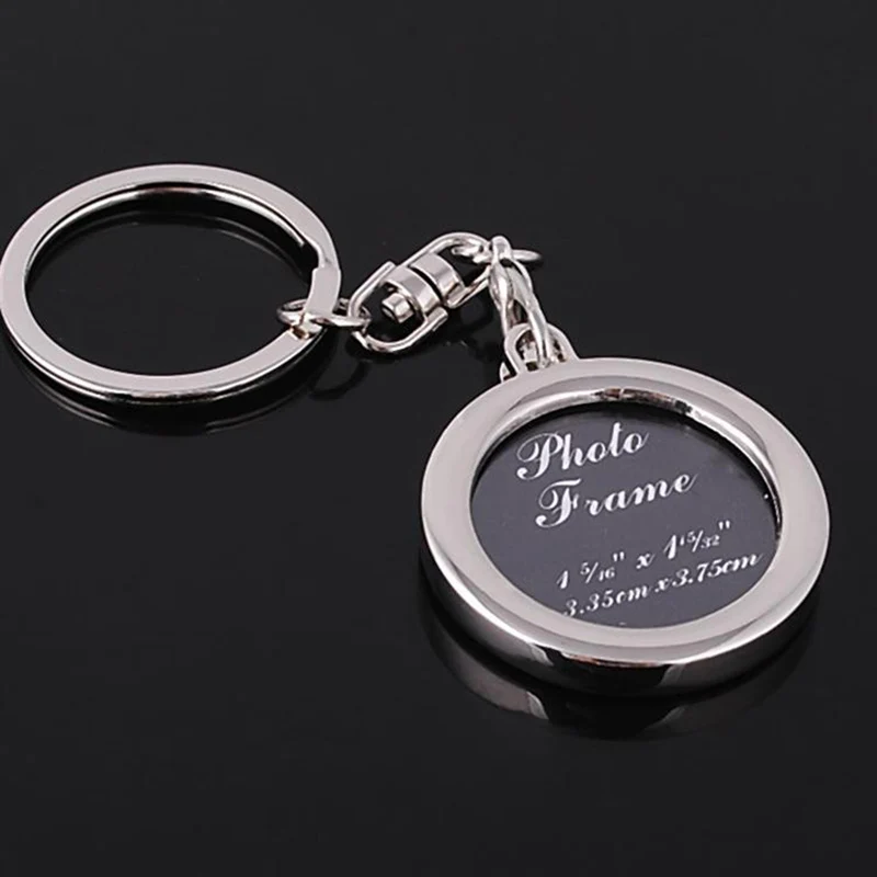 Foto-schlüsselanhänger 7 Designs Mini Kreative Metall Legierung Herz Platz Runde Oval Legen Bilderrahmen Schlüsselanhänger Llaveros Keychain – Detail 4