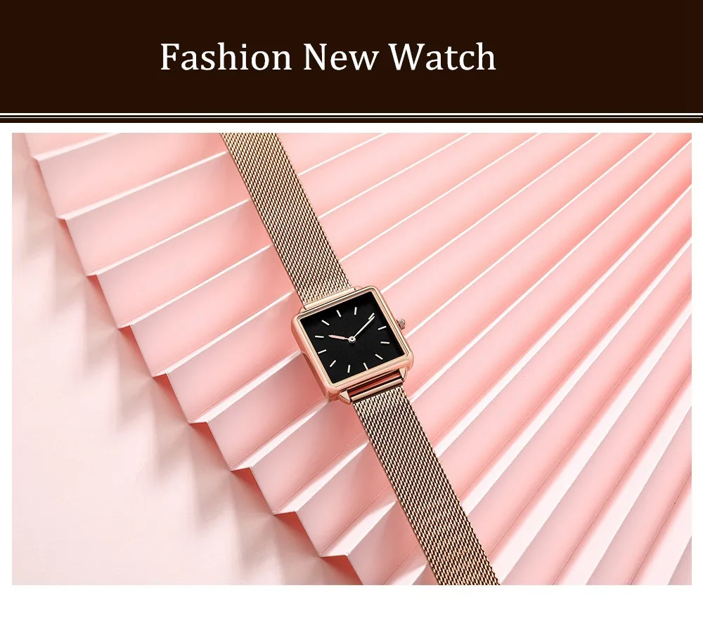 Luxury Women Watches Fashion Simple Square Ladies Quartz Wristwatch Metal Mesh Strap Elegant Lady Women\'s Watch Gift Reloj Mujer