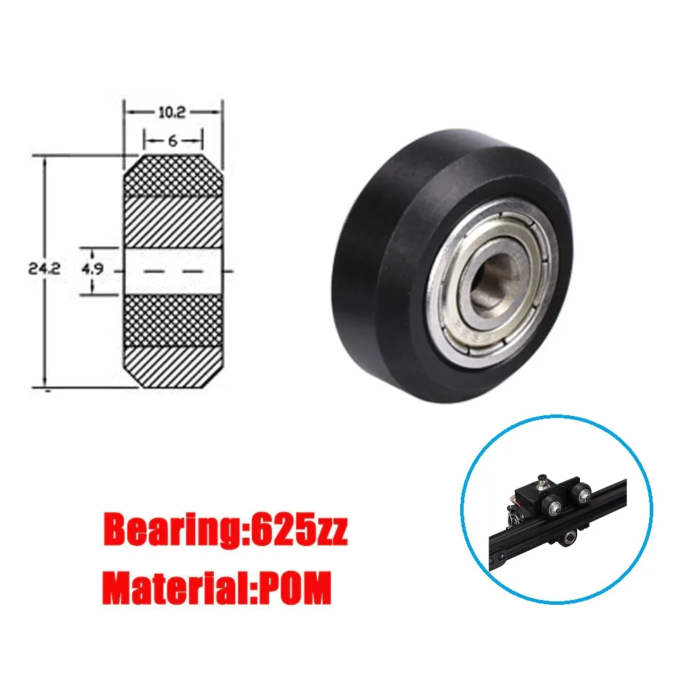 3D Printer Parts POM Plastic Pulleys 625ZZ  For 2020 V-slot Aluminum Profiles Bearing Pulley for Ender 3 CR10 CR-10S