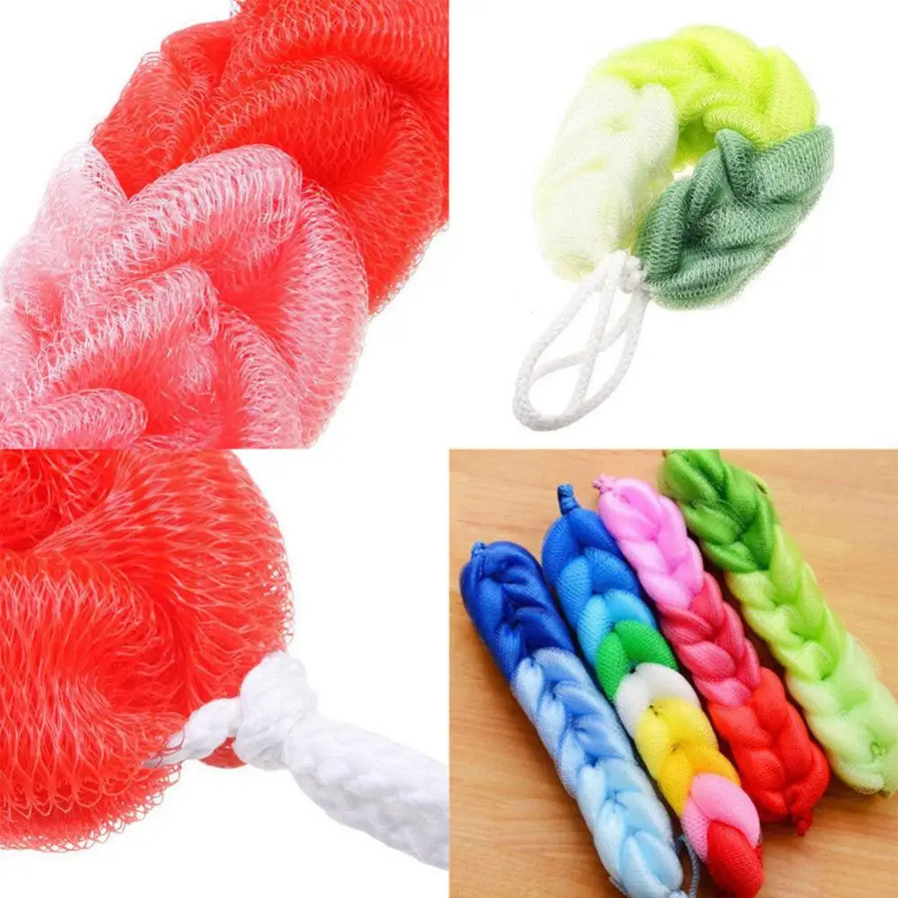 Back Strap Scrubber Bath Shower Bars Mesh Puff Exfoliating Soft Loofah Brush