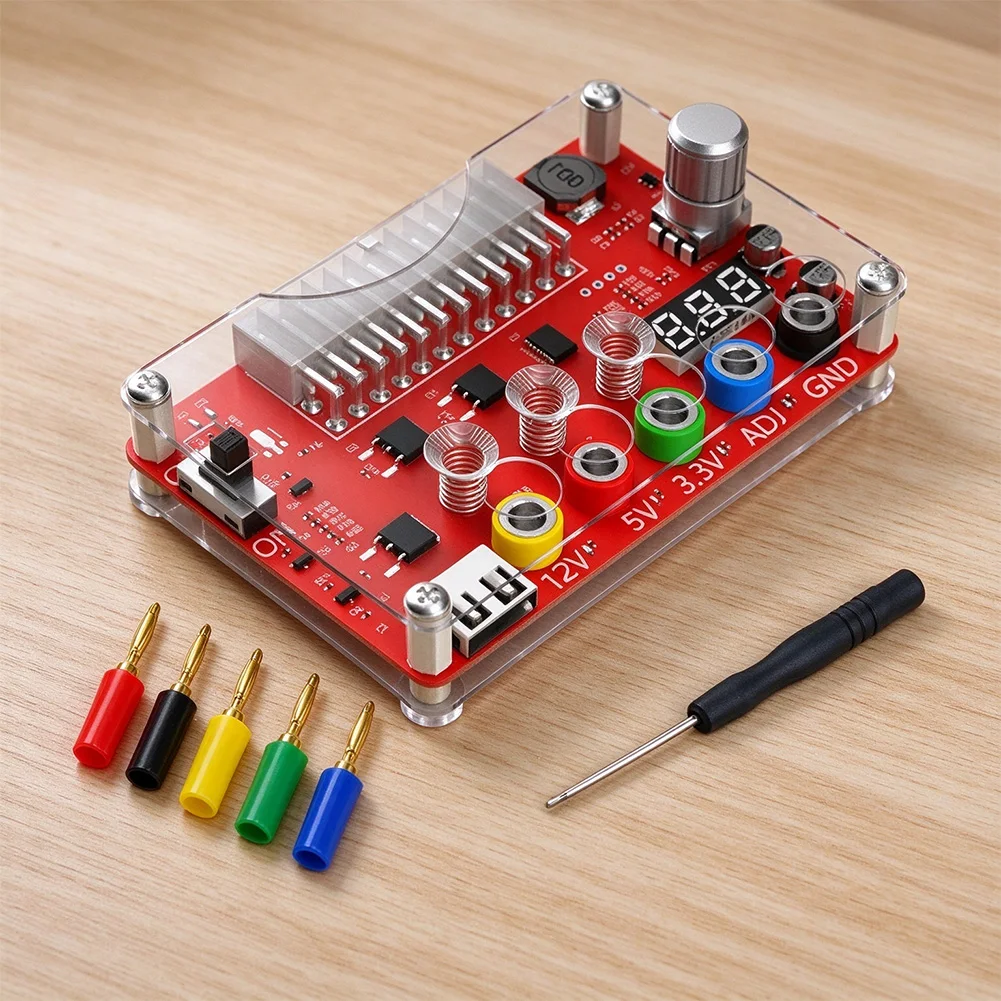 ATX-24-Pin Power Supply Breakout-Board With Case Adjustable Voltage 1.8V-10.8V Fixed 3.3V/5V/12V Output For Lab Testing