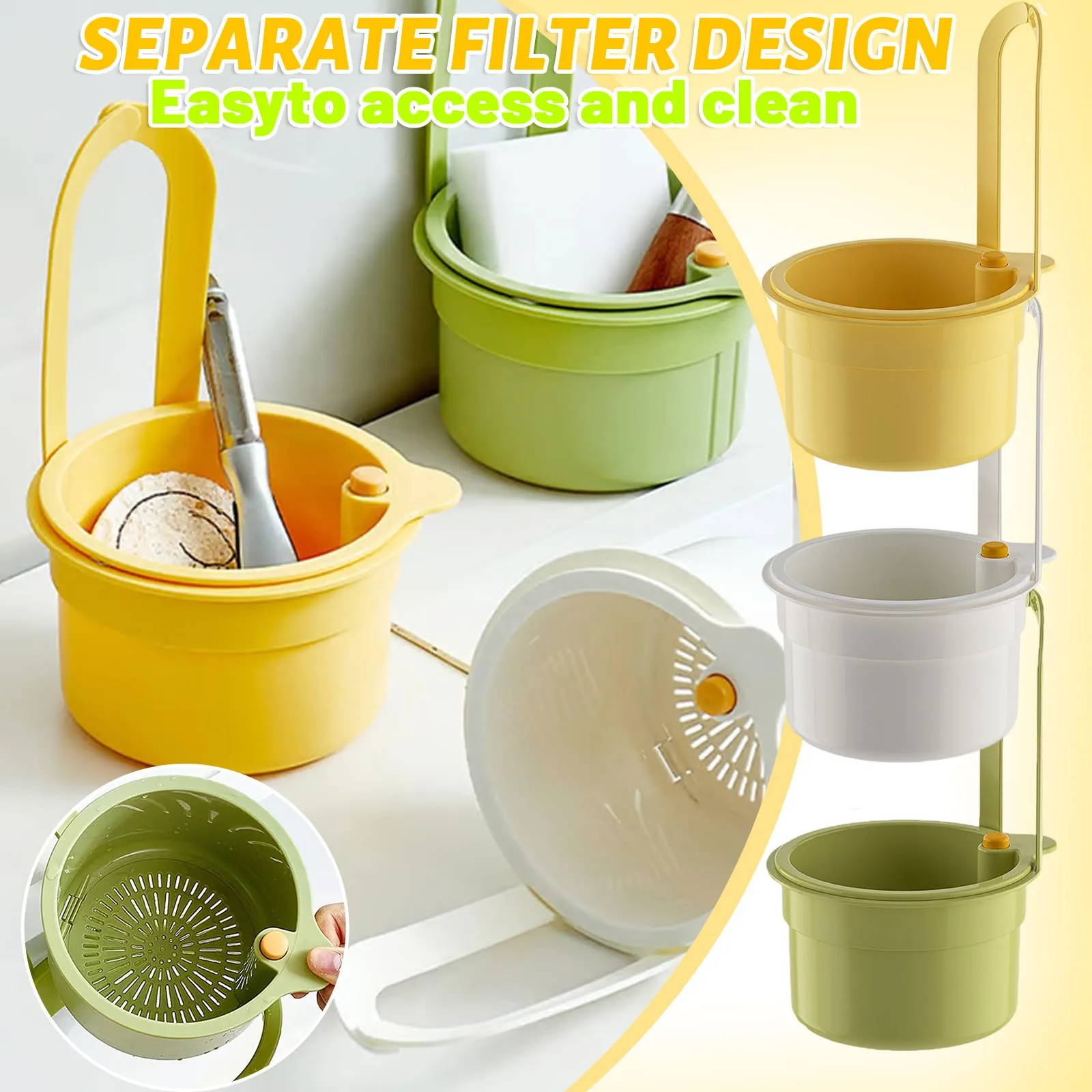 Creative Sink Hanging Strainer Basket No Punching Required Openable Bottom Cover Detachable Sink Trash Catcher Kitchen Tool