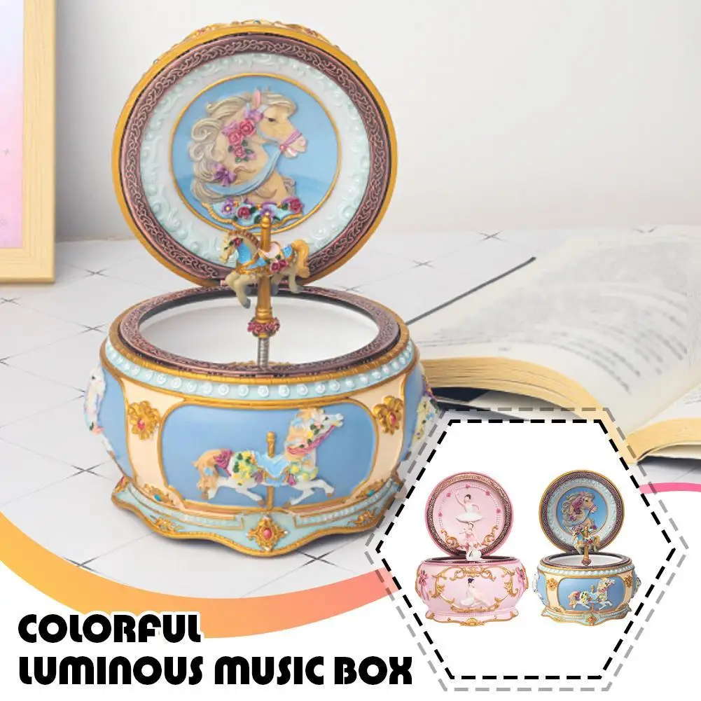  Dancing Ballet Girl Music Box Colorful Light Desktop Music Box Ornaments Girls Creative Birthday Gift Dream Music Box