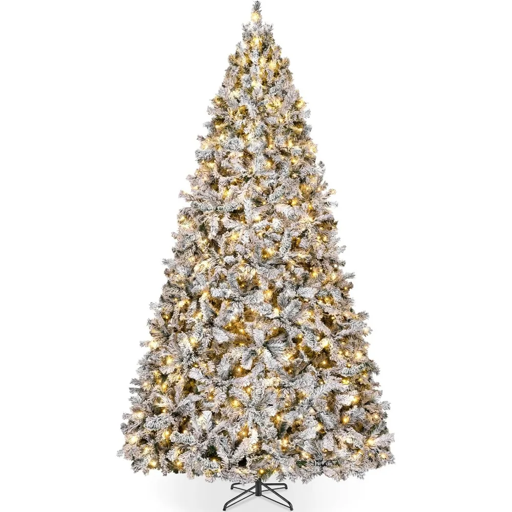 

6ft Prelit Artificial Christmas Tree with LED Warm White Lights, Snow Flocked Prelighted 250 LED Lights & 928 Branch Tips