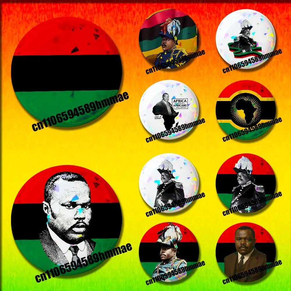 

For Marcus Garvey Black Red Green Africa Panafrikanische Flagge Emblem Round Pins Insignia Badge Cover Ornament 75mm Cosplay
