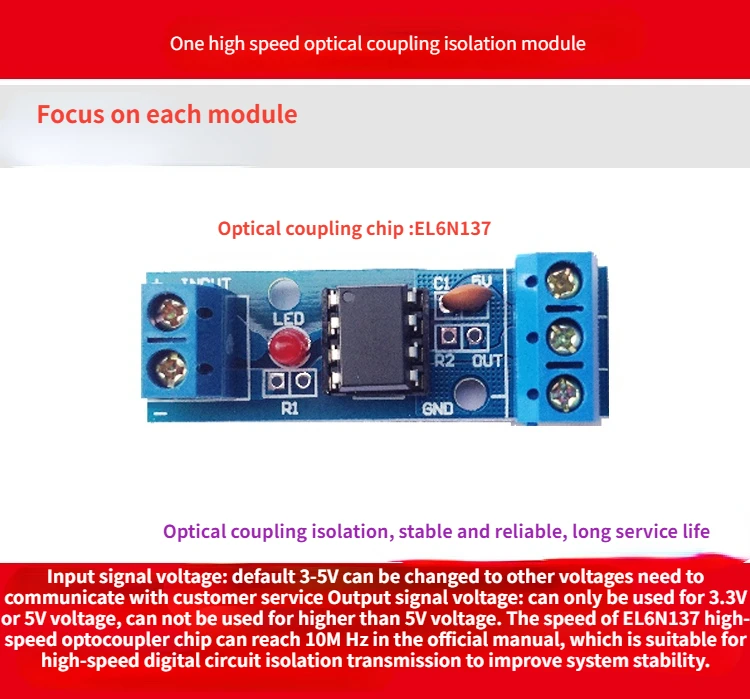 1 Road Optocoupler Isolation Module High Speed Optocoupler Module 6N137 Optocoupler High Speed 10M Brand New