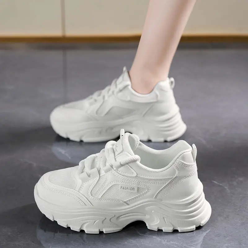 

Women Shoes New Design Spring 2025 Breathable Mesh Korean Style Versatile Thick Sole Casual Sneakers Trendy Dad Shoes