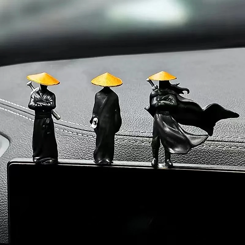 Mini figuras de resina de 50mm, modelo antiguo japonés, guerrero samurái Ninja chino, modelado, regalos de decoración de coche en miniatura geniales