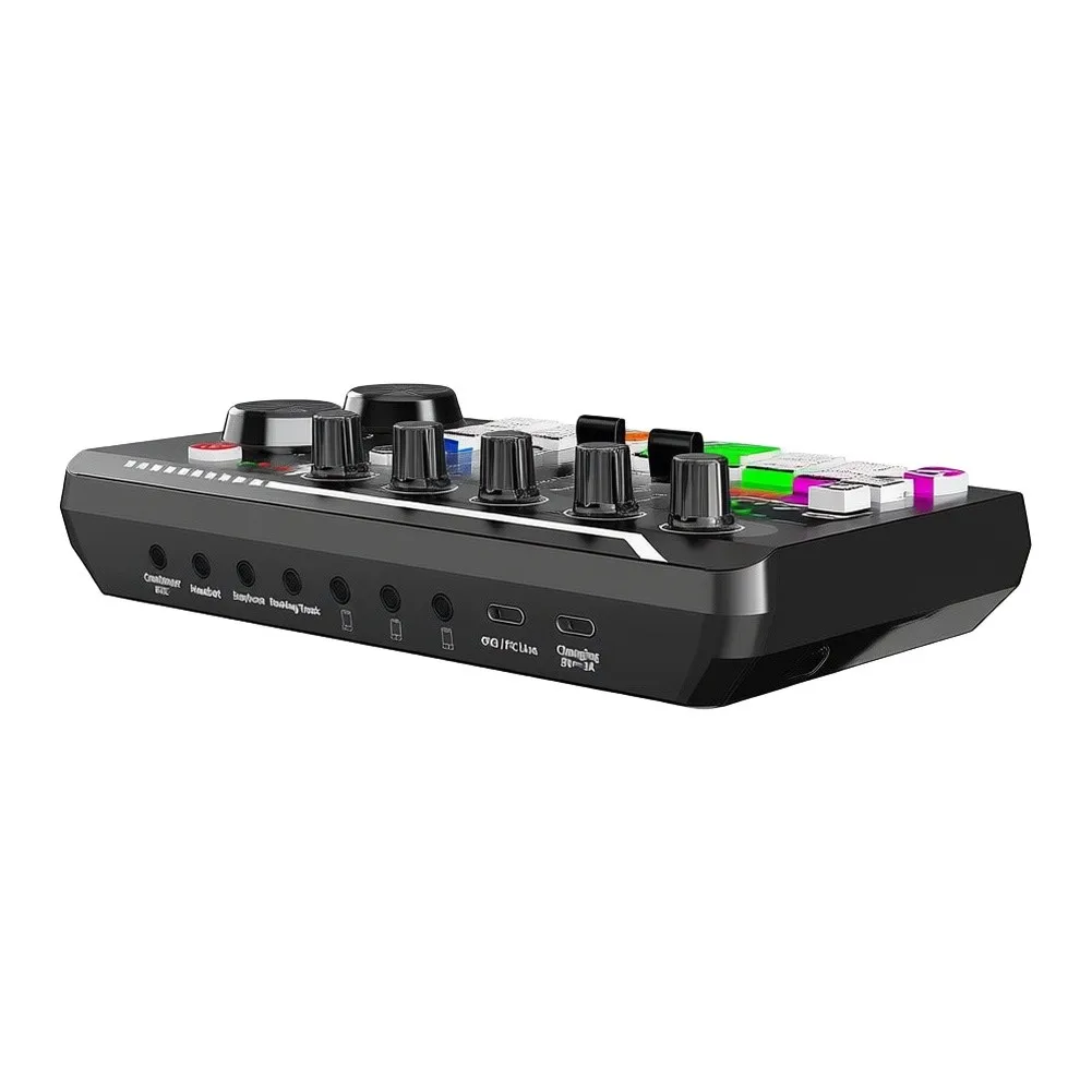 F998 Sound Card Mixer for Online Chatting Singing Live Streaming Featuring 12-Step Pitch Tuning and Timbre Control