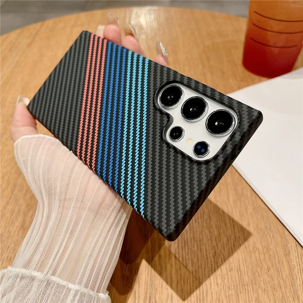 Carbon Fiber Texture For Magsafe Case For Samsung S25 S24 Plus S23 S22 Ultra Note 10 Plus 20 Ultra Matte Magnetic PC Hard Cover