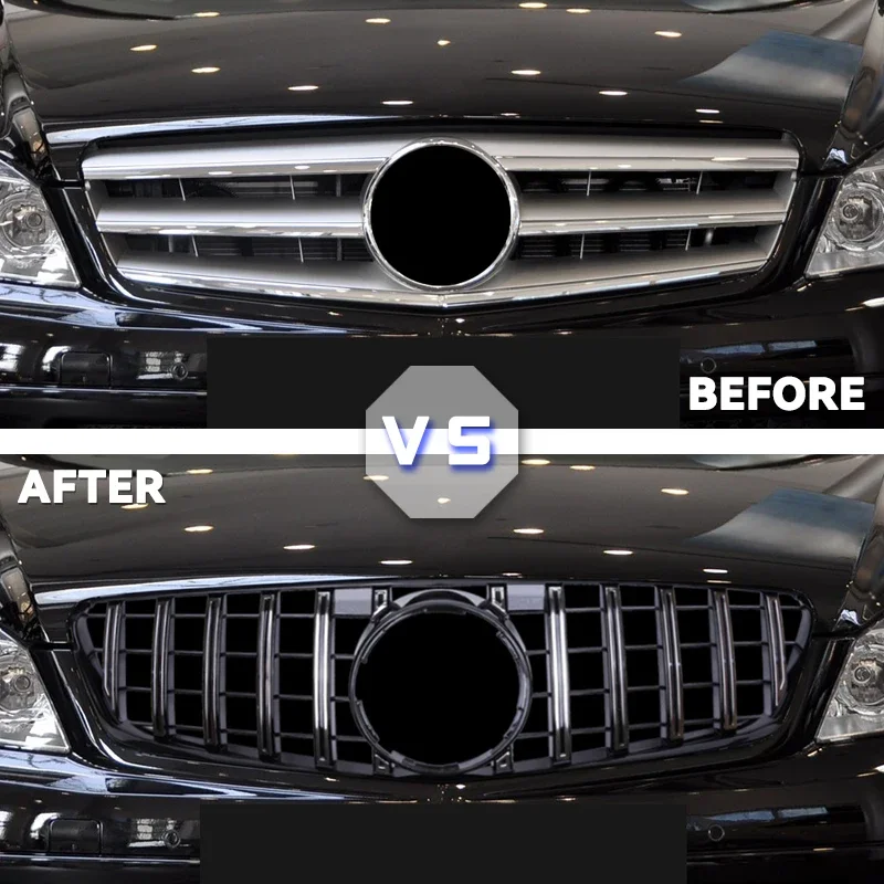For Mercedes Benz C W204 Sport Racing Grill AMG GT 2007 2008 2009 2010 2011 2012 2013 2014 Facelift Front Bumper Grille  view 2