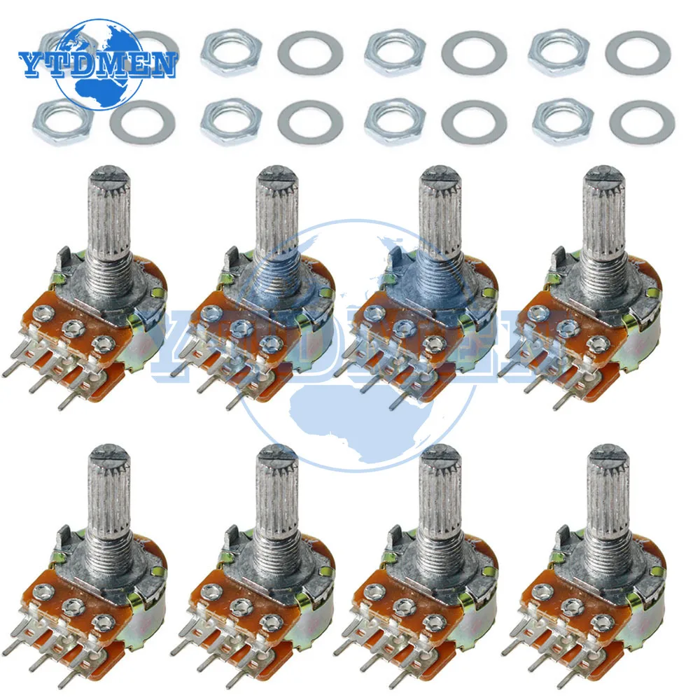 10PCS WH148 15mm/20mm 6pin Dual-gang Potentiometer 10K 1K 2K 5K 20K 50K 100K 250K 1M Variable Resistor for Audio Volume Control