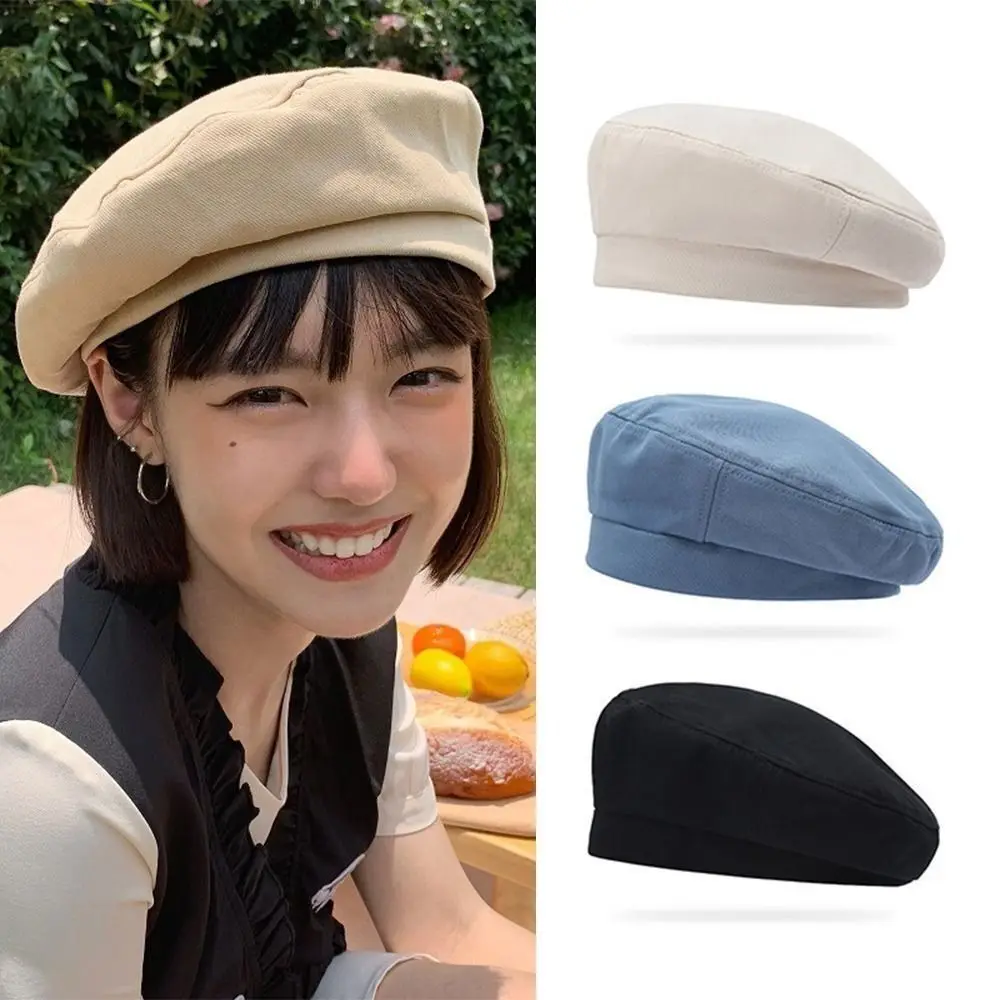 Fashionable Cotton Berets Japanese Style Solid Color Painter Cap Retro Hat Girls