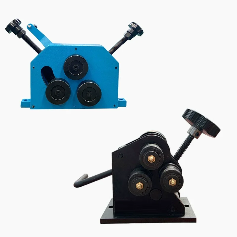 Manual Three Roller Pipe Bending Rolling Machine Round Flat Steel Bending Equipment Easy Operation Household Industrial Use