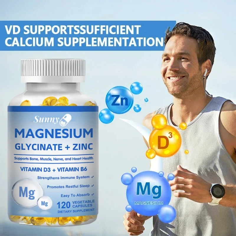 Maximum Absorption with Magnesium Glycinate, Zinc, Vitamins D3 & B6 Supplement - for Healthy Sleep, Nerve and Bone Health