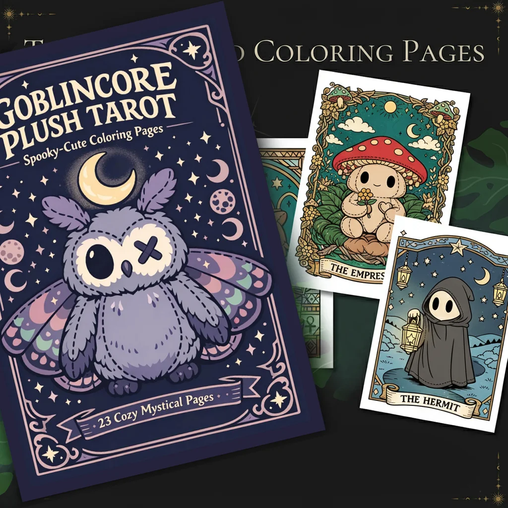 Spooky Cutie Tarot Coloring Book Goblincore Aesthetic Gothic Horror Illustrations for Stress Relief and Relaxation Cute Creepy image 2