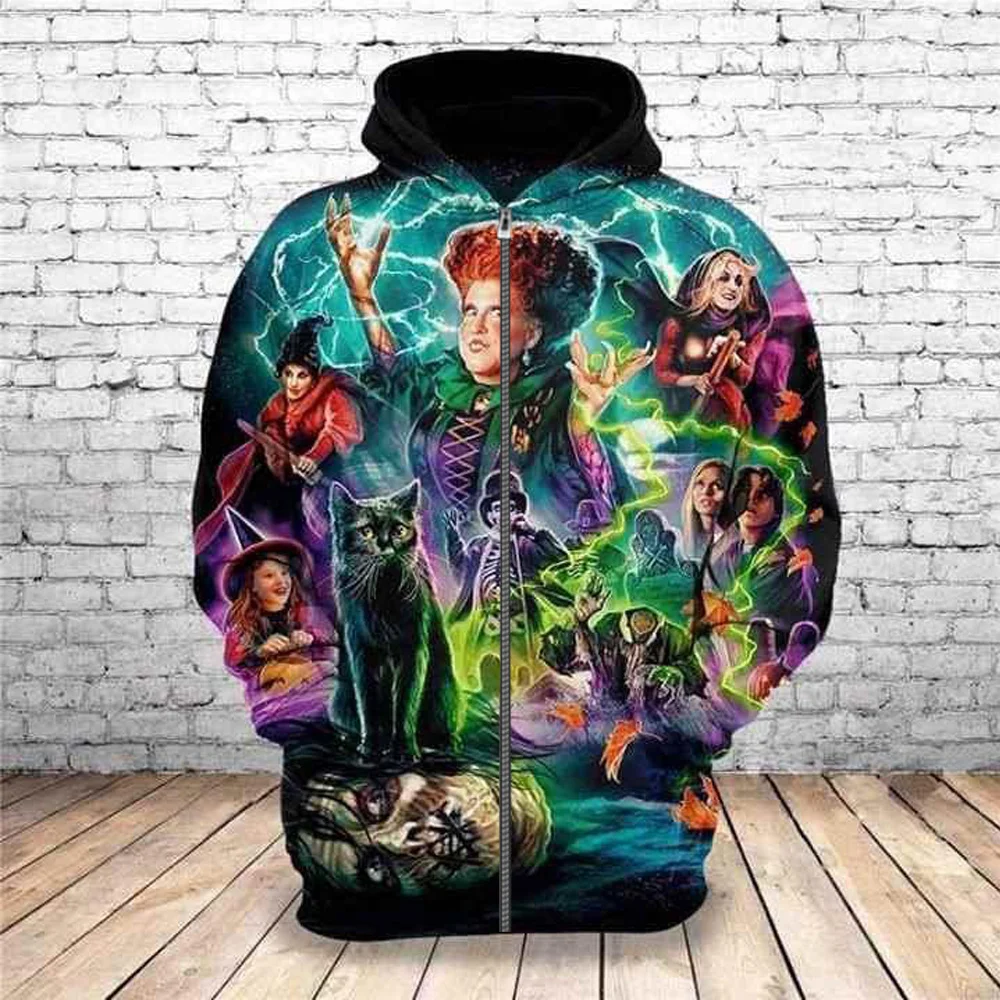 Hocus Pocu cartoon men women 3D Disney Print High quality Fleece Zipper/ Hoodies Pullover Tops dropshipping