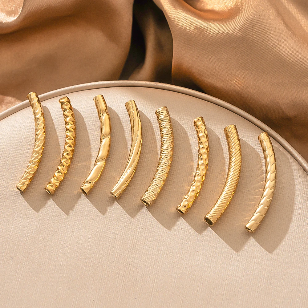 

5 шт., изогнутые длинные трубчатые бусины-разделители из нержавеющей стали, соединители для браслетов «сделай сам», ожерелья, фурнитура для изготовления ювелирных изделий, аксессуары