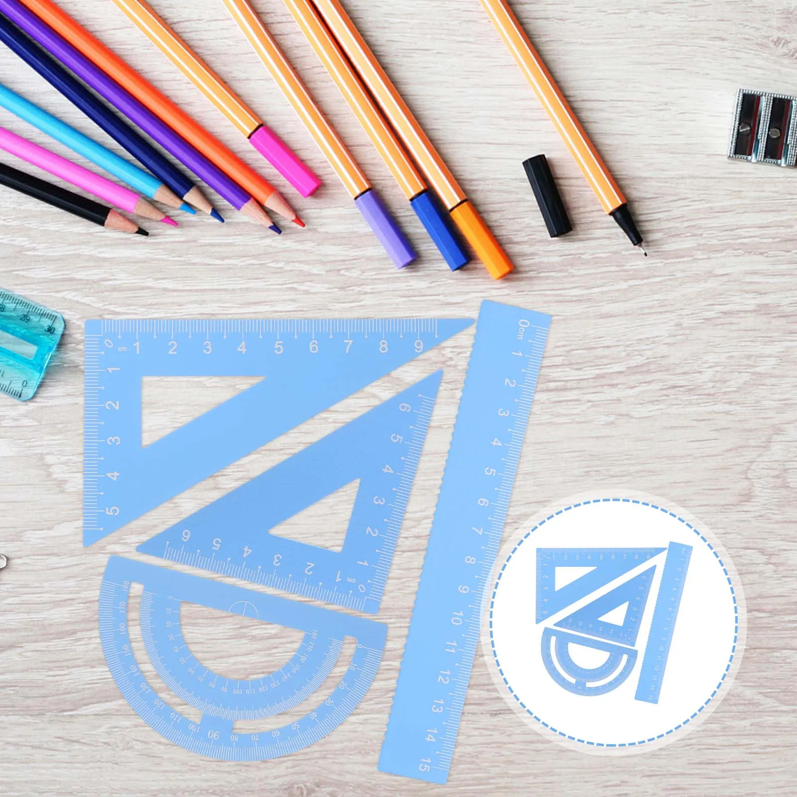 

4Pcs Aluminum Alloy Metal Ruler Set Math Geometry Measurement Tools Protractor Triangle Ruler for Students Office School Drawing