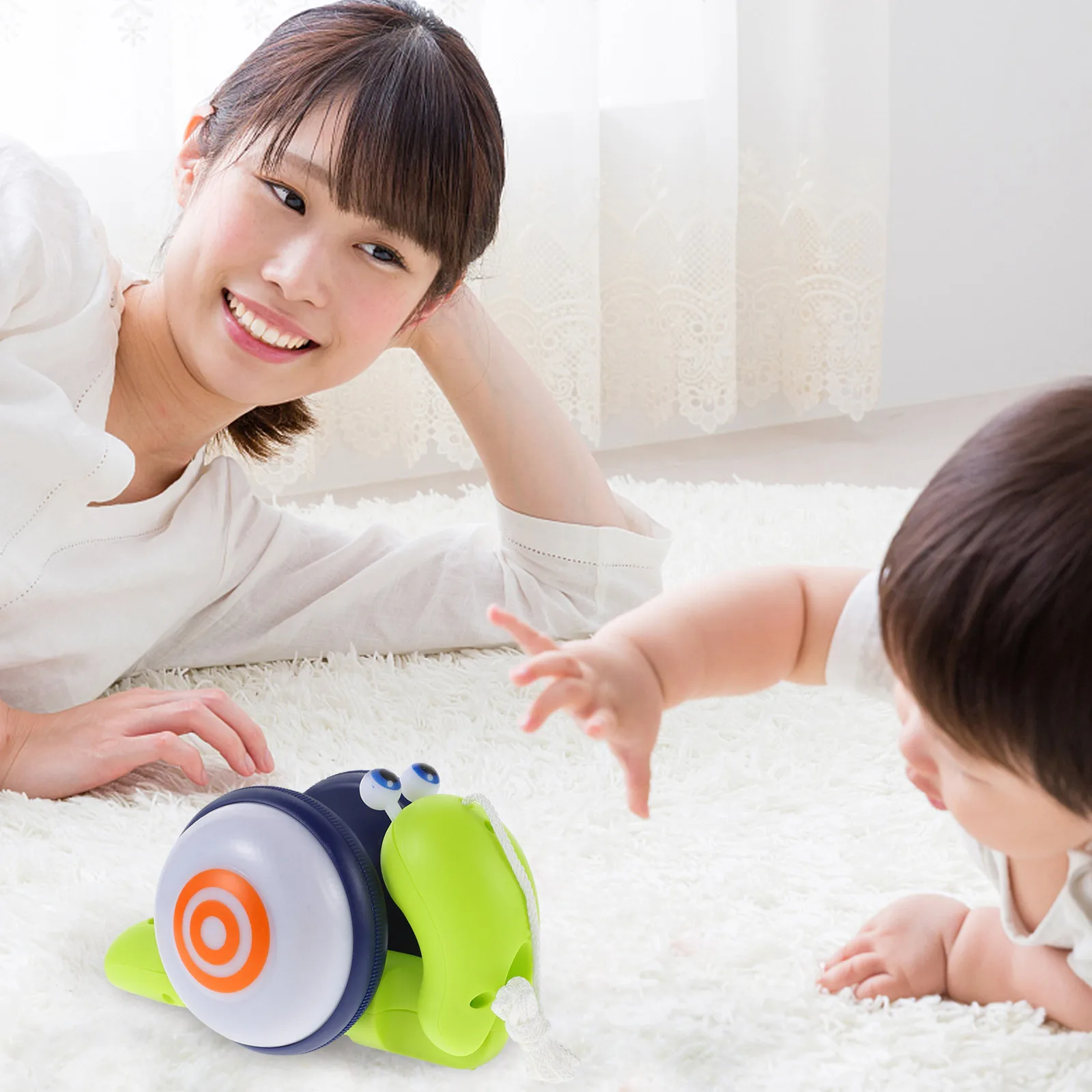 Slak trekken muzikale cartoon lichtgewicht ABS PP tractie voor peuter loopstoeltje trekkoord vroeg leren slak trekken speelgoed