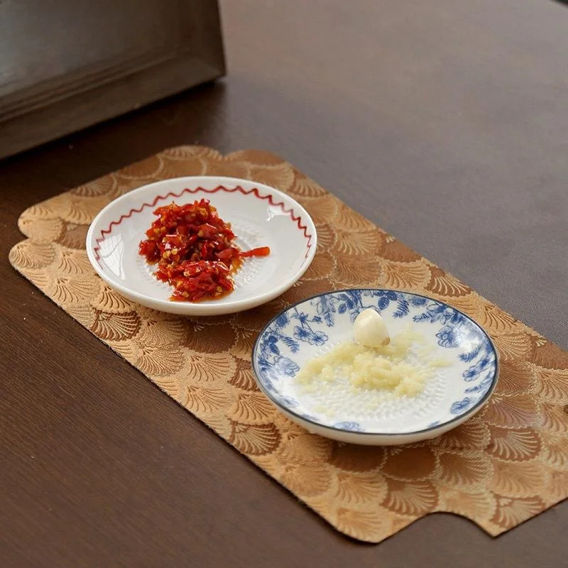 

Ceramic Grinding Plate Home Use Spice Paste Maker Garlic Chopper Pepper Grinder Blue-and-white Glazed Kitchen Tool