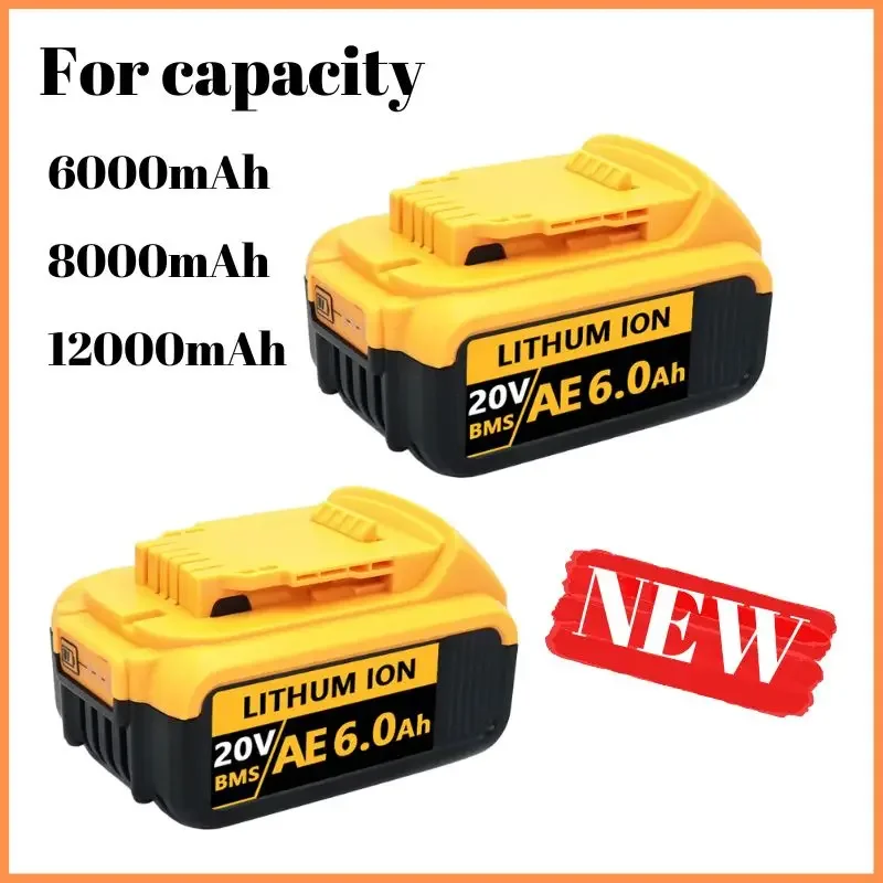 Batterie lithium-ion pour tournevis Dewalt, 20V, 6,0 Ah, 8,0 Ah, 12,0 Ah, DCB200, DCB612, DCB609, DCB205, DCB200, DCB182