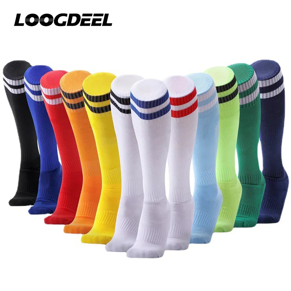 Loogdeel 1Pair Soccer Socks Stretchy Football Basketball Athletic Socks Men Women Teens Kids Compression Knee High Tube Socks