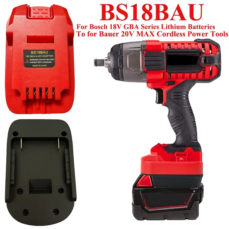 ALASICKA Battery Adapter BS18BAU for Bosch 18V GBA Series Lithium Batteries Convert To Work for Bauer 20V Cordless Power Tools