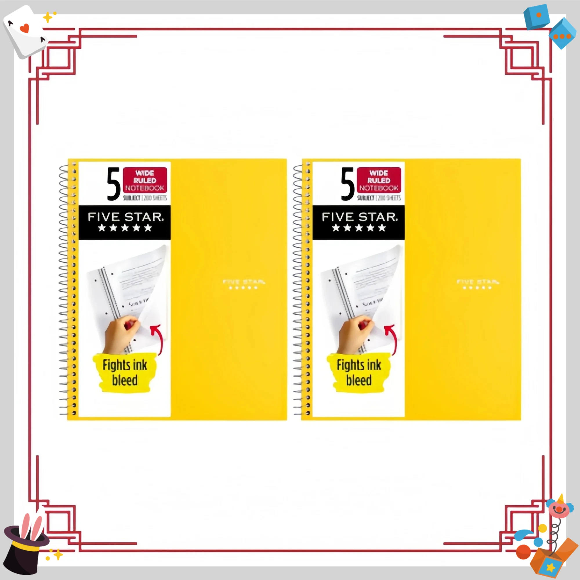 

Блокнот на спирали с пятью звездами, 5 предметов, бумага в широкой подкладке, устойчивая к чернилами, водостойкая обложка, 8 x 10–1/2 дюйма, 200 листов