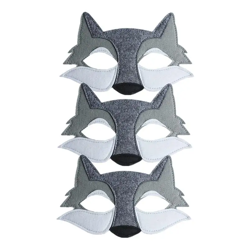 3 sztuki maski wilka Kids Party maska głowy wilka wystrój na imprezę Cosplay maska głowy wilka rekwizyty śmieszne filcowe maski wilka wystrój kreskówka wilk