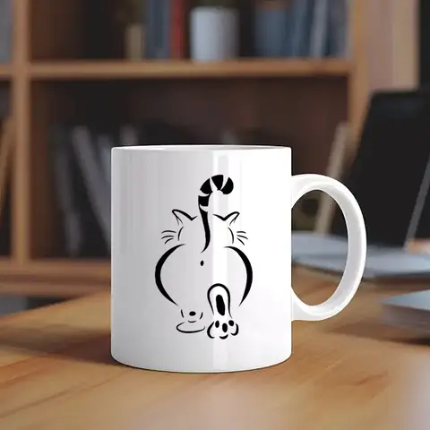 1pc Insulated ceramic cat cup, reusable large capacity coffee cup, only hand washable, machine washable
