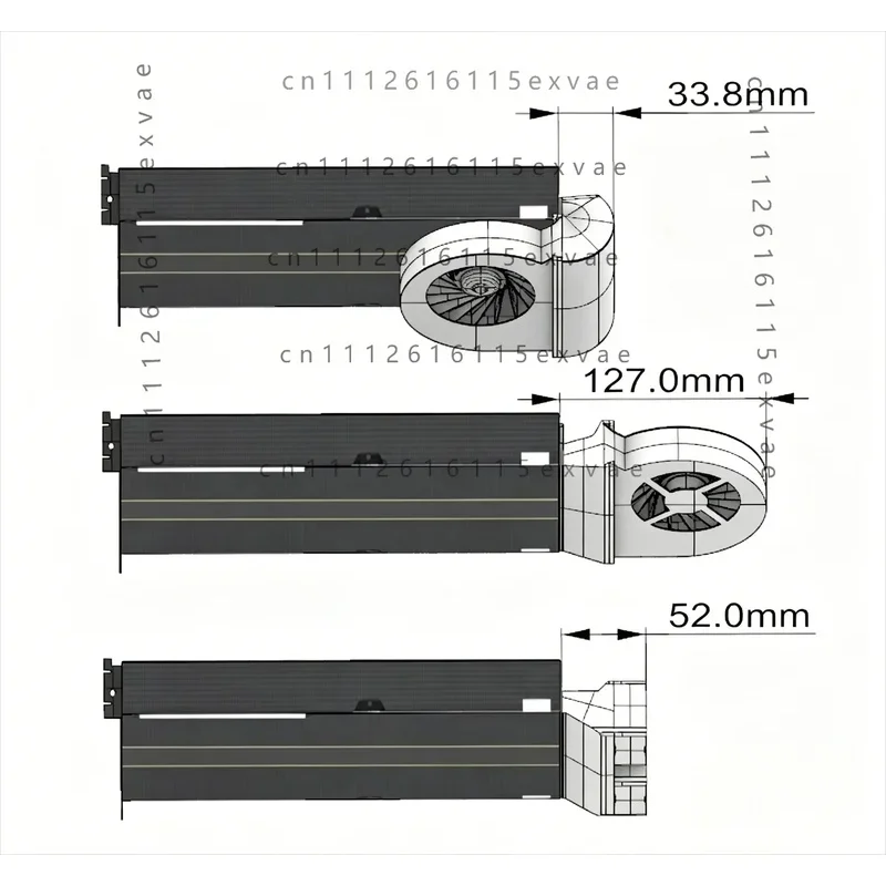 Universal External Blower Active Heatsink FOR AMD MI25 MI50 MI100 Compute Card, Small 4‑Pin Connector