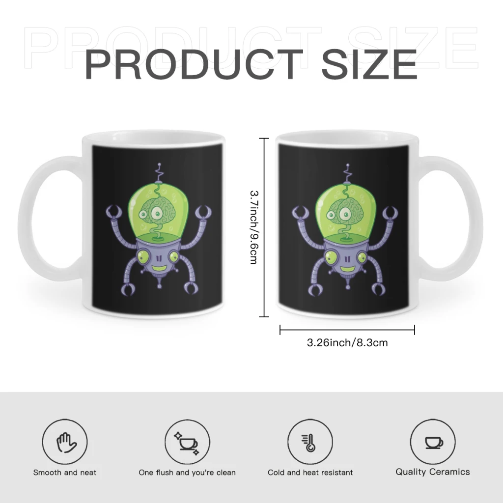 Brainbot Robot with BrainCoffee Mug Tea Cup 11oz Coffee Cup Funny Birthday Ceramic Mug Personalized Cup
