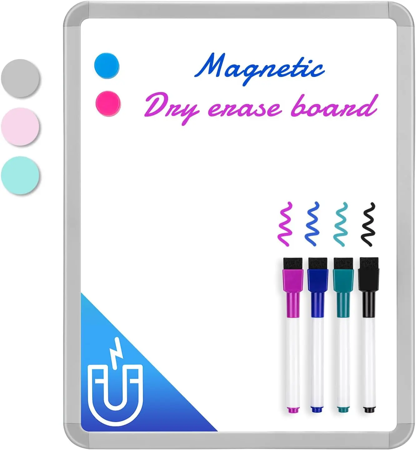 

14x11 Magnetic Dry Erase Board, Mini Whiteboard with Markers for Fridge, Wall, Locker