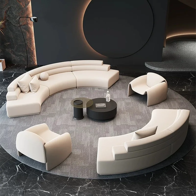 

Modern simple semi-circular curved special-shaped sofa beauty salon sales office hotel lobby lounge area reception designer