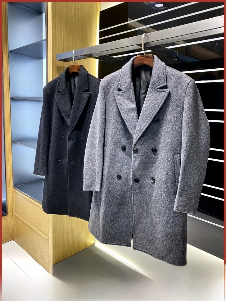 

Мужское двубортное шерстяное пальто средней длины 779, шерстяное осенне-зимнее новое поступление, повседневная верхняя одежда Busin Faion
