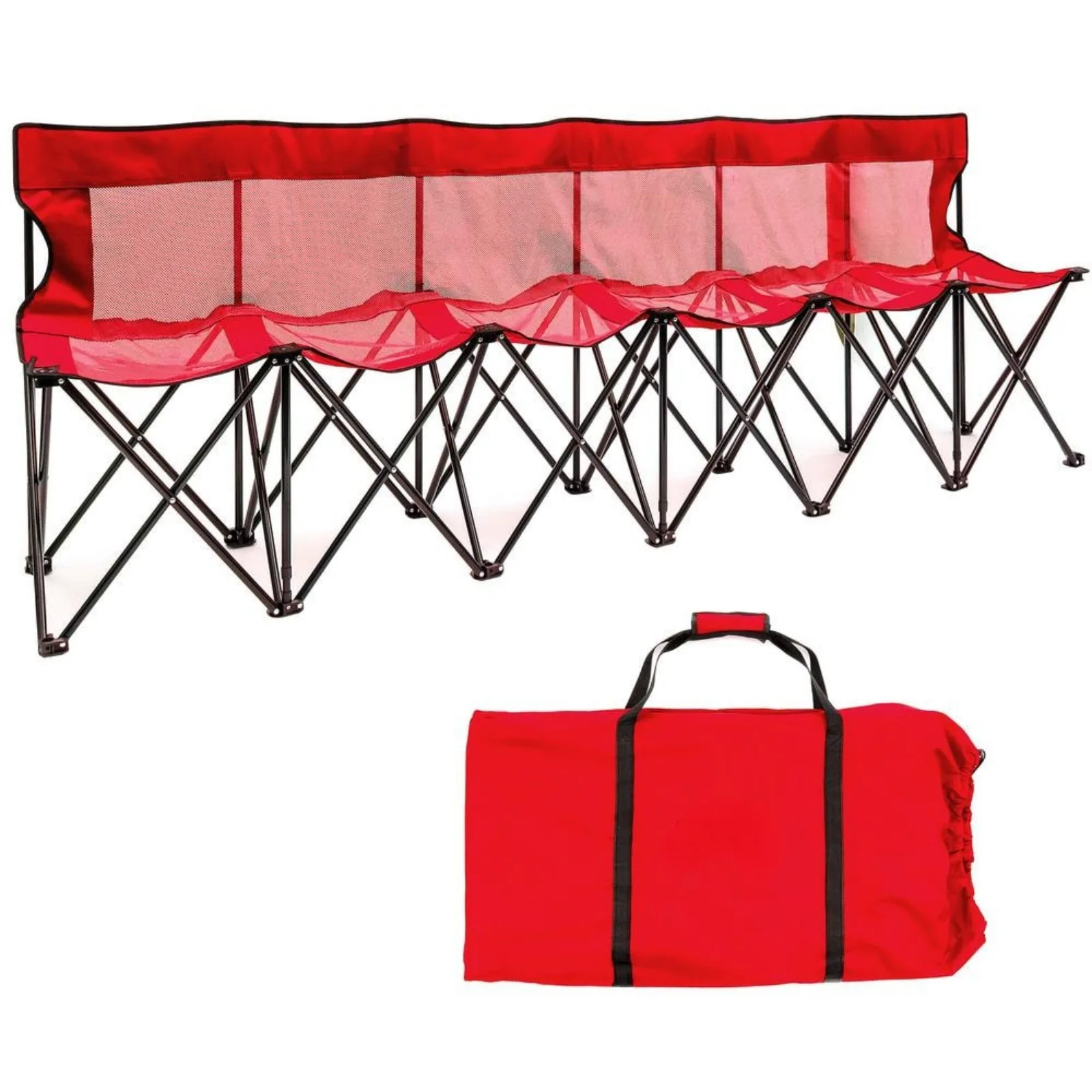 

US Portable 6-Seater Folding Team Sports Sideline Bench with Mesh Seat and Back