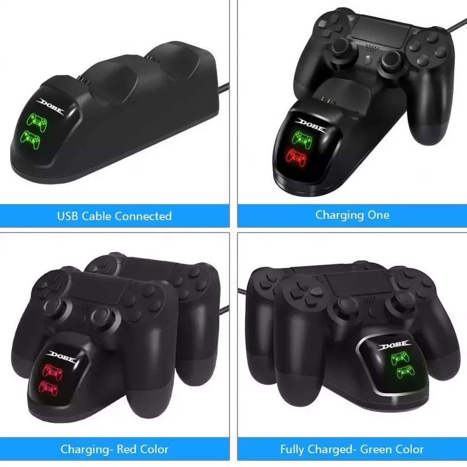 DOBE Fast Charg Station for Playstation 4 Controller with 2 Charge Ports,Real Time Charging LED Indicator, DC 5V USB TP4-889
