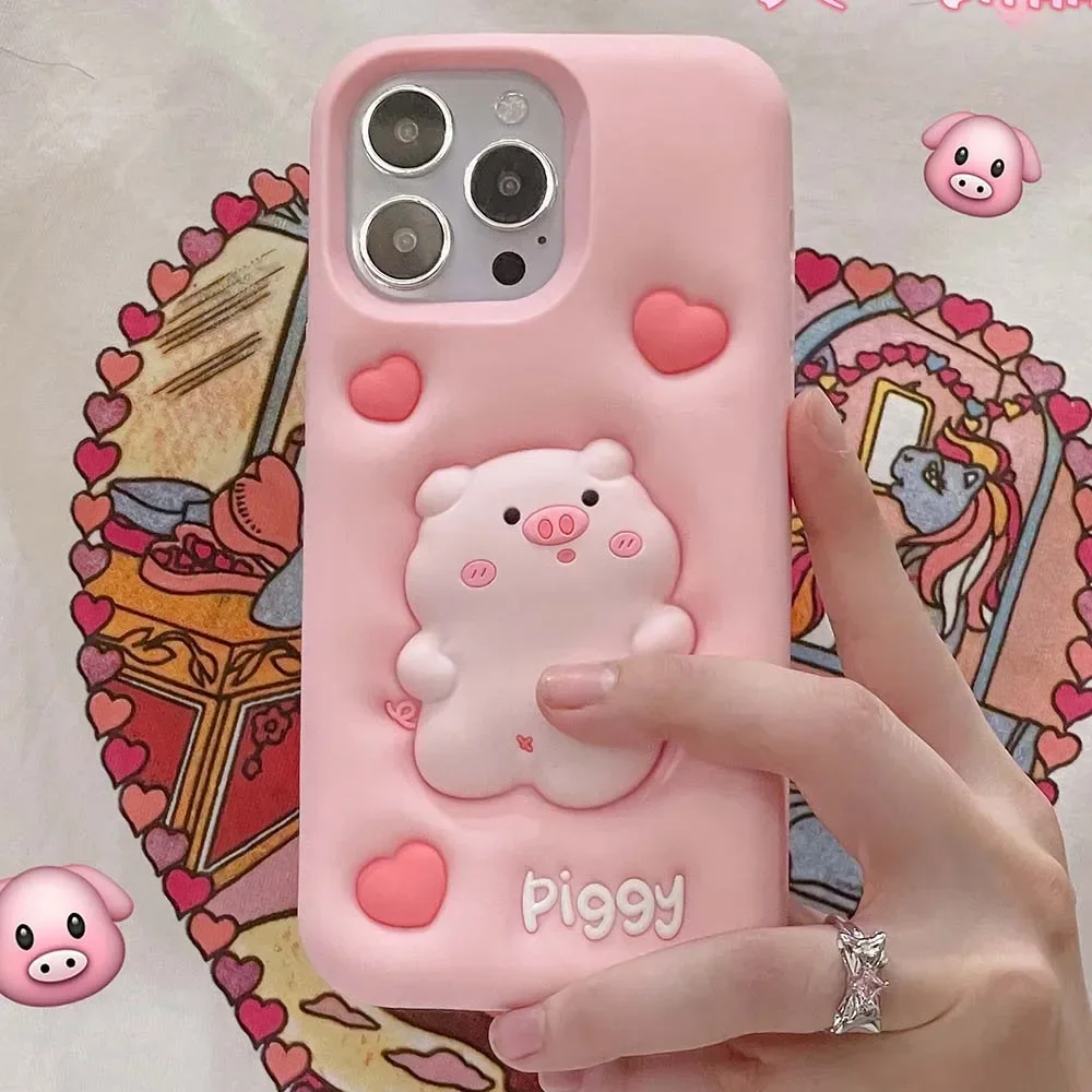 Press Pig Style Case For iPhone 14 13 12 11 Pro Max Soft Silicone Shockproof Fashion Cover Skin