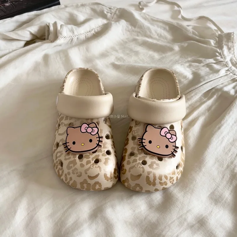 

New Cute Sanrio Women Slippers Hello Kitty Slippers Female Cartoon Accessories Outdoor Thick Bottom Eva Non-Slip Soft Sandals