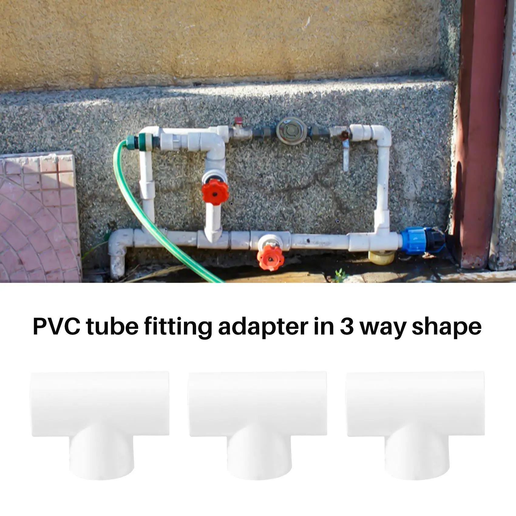 ABJS 20mm PVC Tee 3 Way Water Pipe Tube Adapter Connectors White 5 Pcs