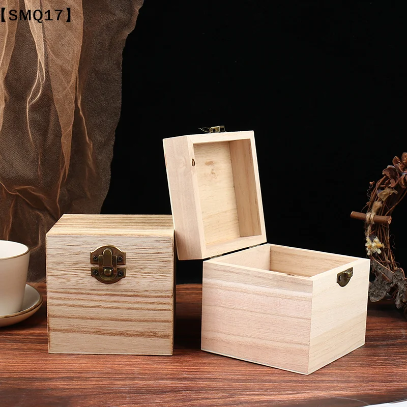 Retro Jewelry Box Organizer Box Natural Wood Clamshell Storage Rectangle Case【SMQ】