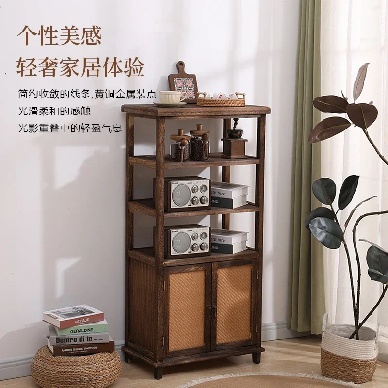 Solid wood dining side cabinet shelf small size kitchen storage locker integrated tea cabinet living room against the wall