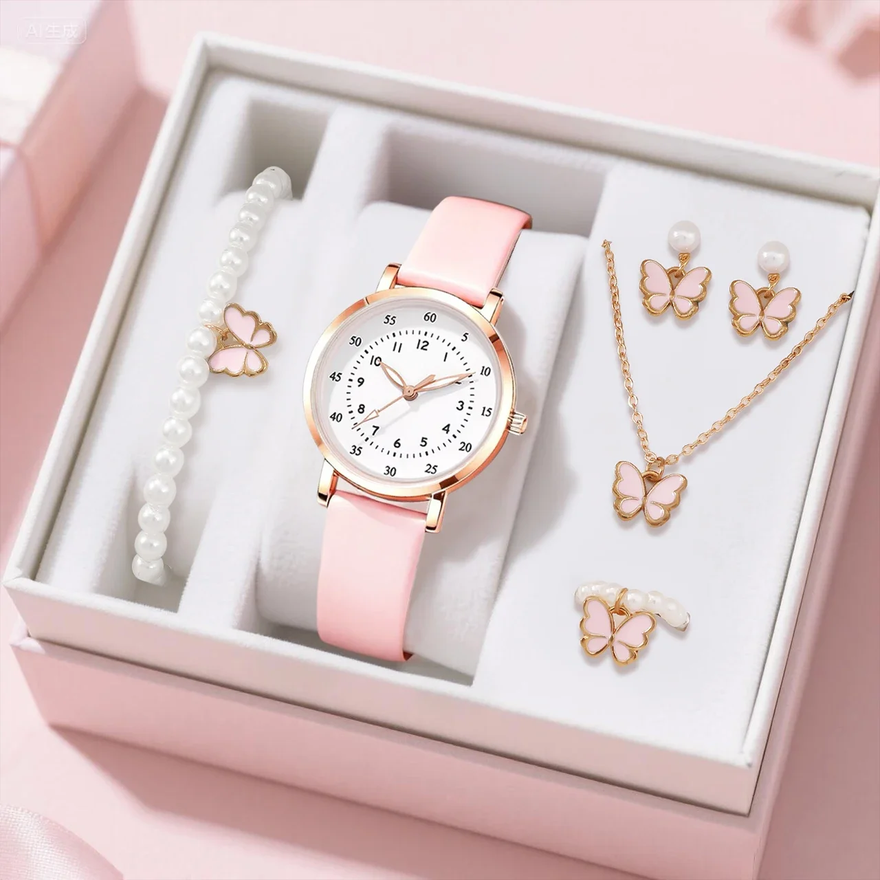 Women's Cute Quartz Watch with Necklace Set, Suitable for Daily Wear and Gift Giving