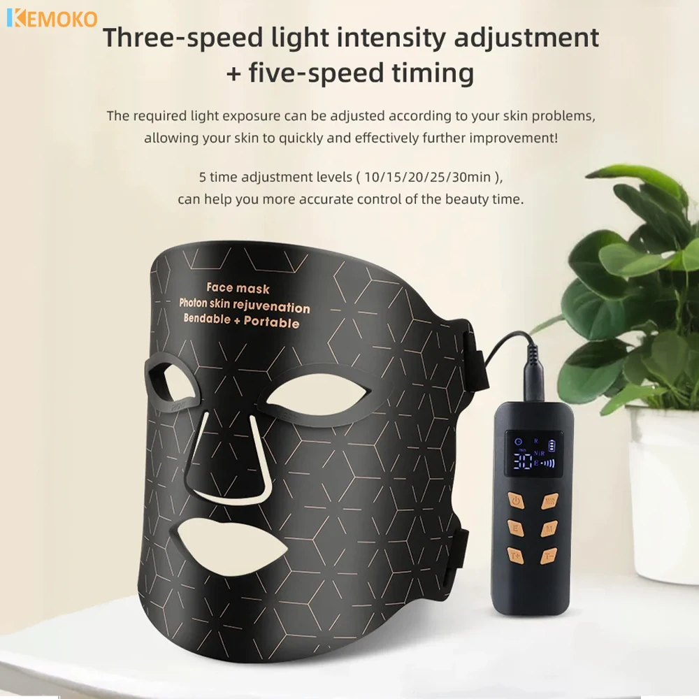 LED Photon Beauty Mask Instrument USB 4 in 1Electronic Mask Rejuvenation Lightens Fine Lines Brighten Skin Tone Repair Skin