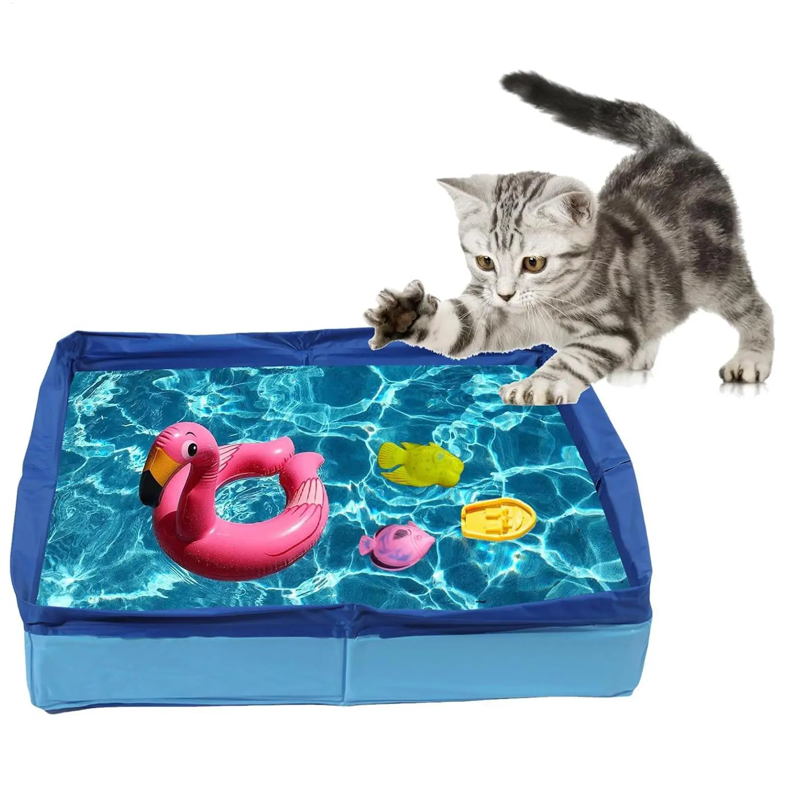 Piscina para perros y niños, piscina plegable de PVC para mascotas, piscina para vadear plegable no inflable, antideslizante para cachorros, gatos, otros animales