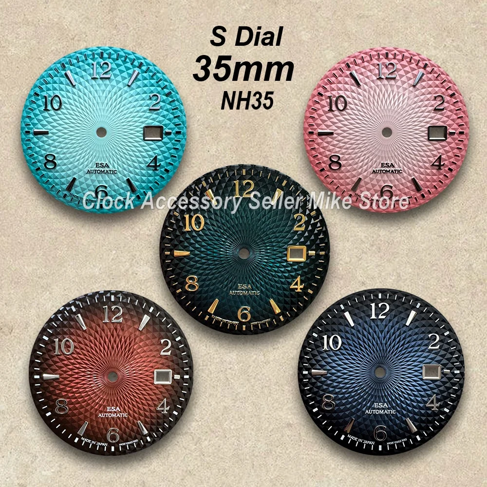 

35mm S Logo Cocktail Dial Fit NH35/NH36 Movement High-Quality NO Luminous Lotus Dial Watch Modification Accessories