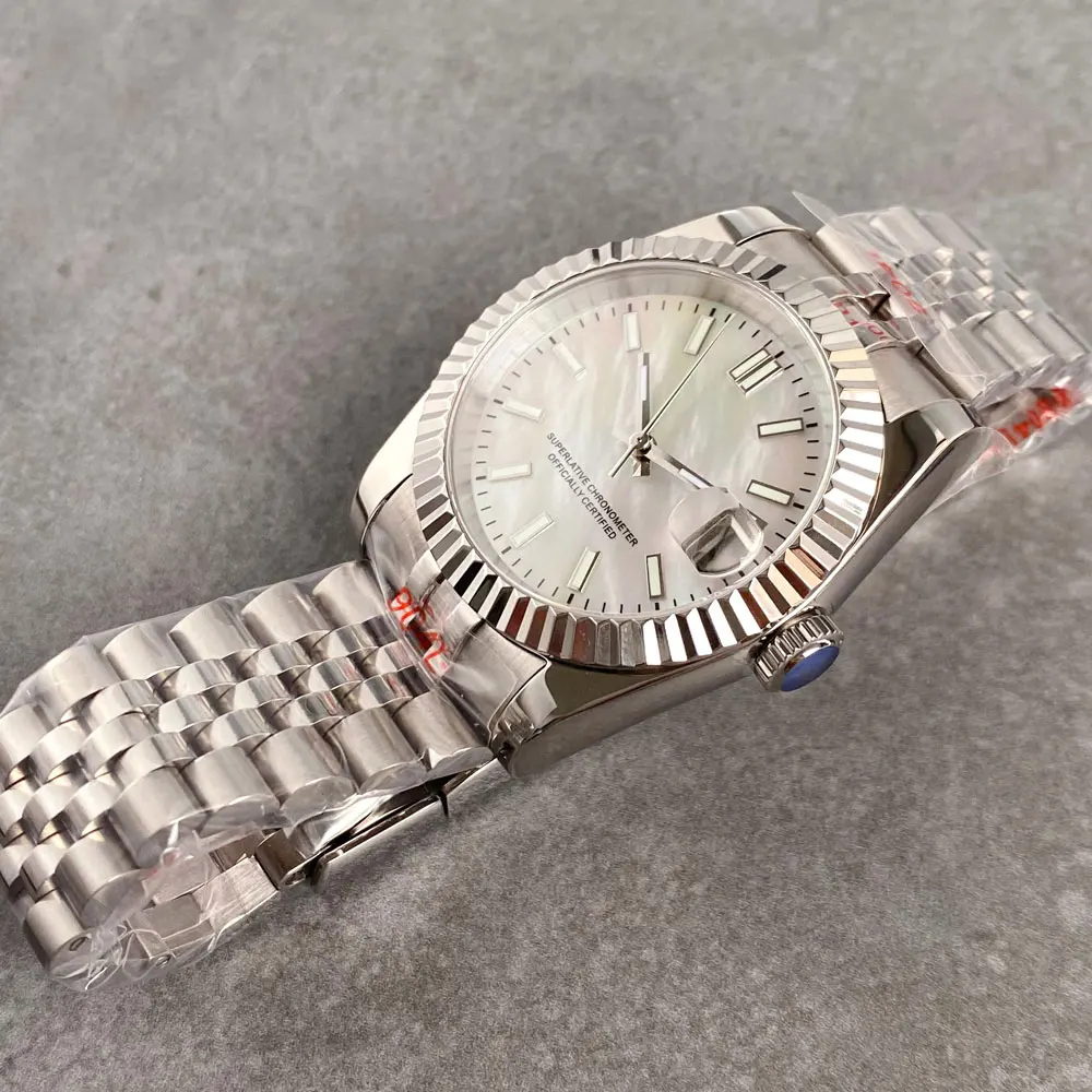 Tandorio MOP Mother of Pearl Dial Light Luxury 36/39mm Sapphire NH35A Diver Watch Men Steel Bracelet 20ATM Automatic ﻿