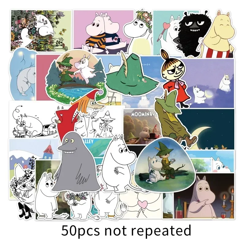 50 Stück/Set M-Moomins Niedliche Anime Kreative Wasserfeste Graffiti-Aufkleber Cartoon Dekorative Abziehbilder für Gepäck, Roller, Laptop